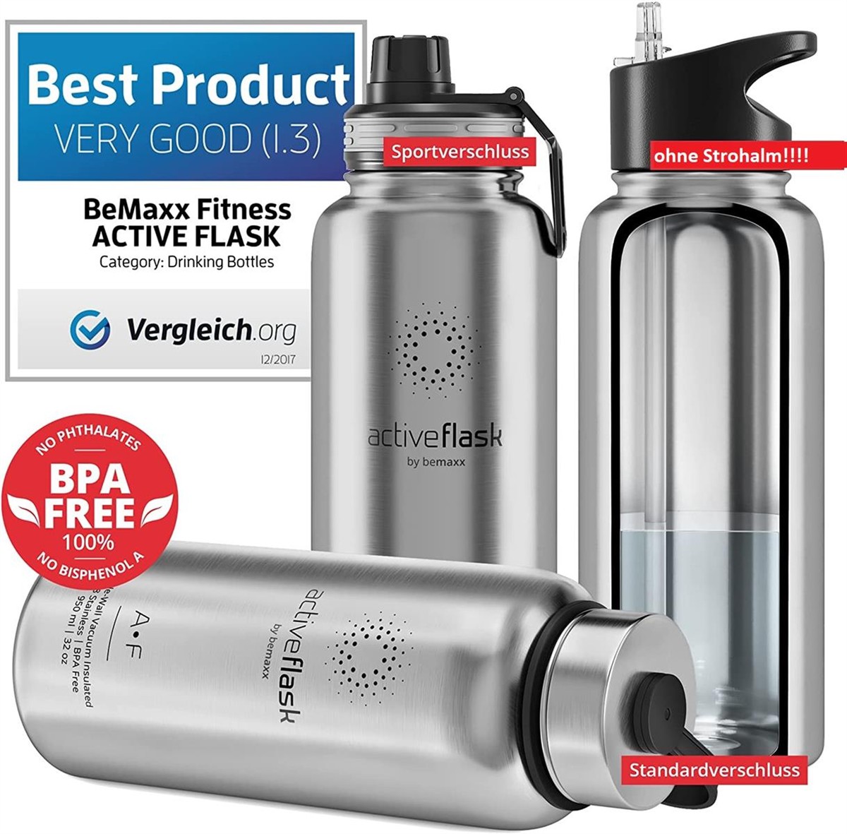 Flasche, Trinkflasche, Edelstahl, Aktivk Flask, Sportverschluss