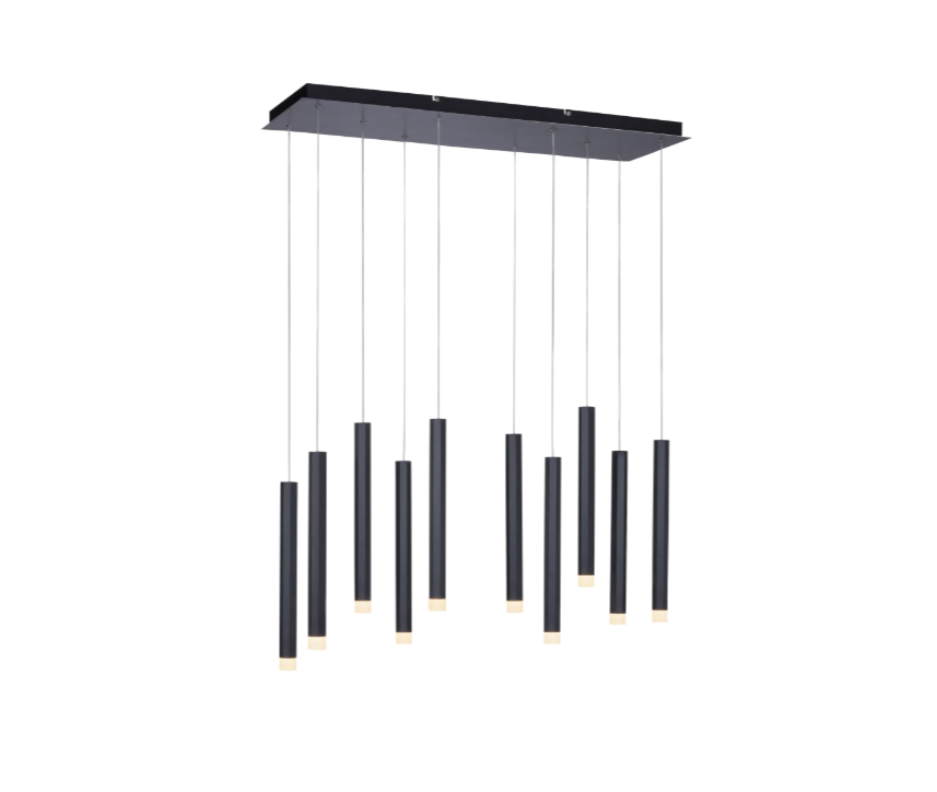 Just Light. LED-Pendelleuchte Bruno 10-flammig Schwarz 89 x 120 cm