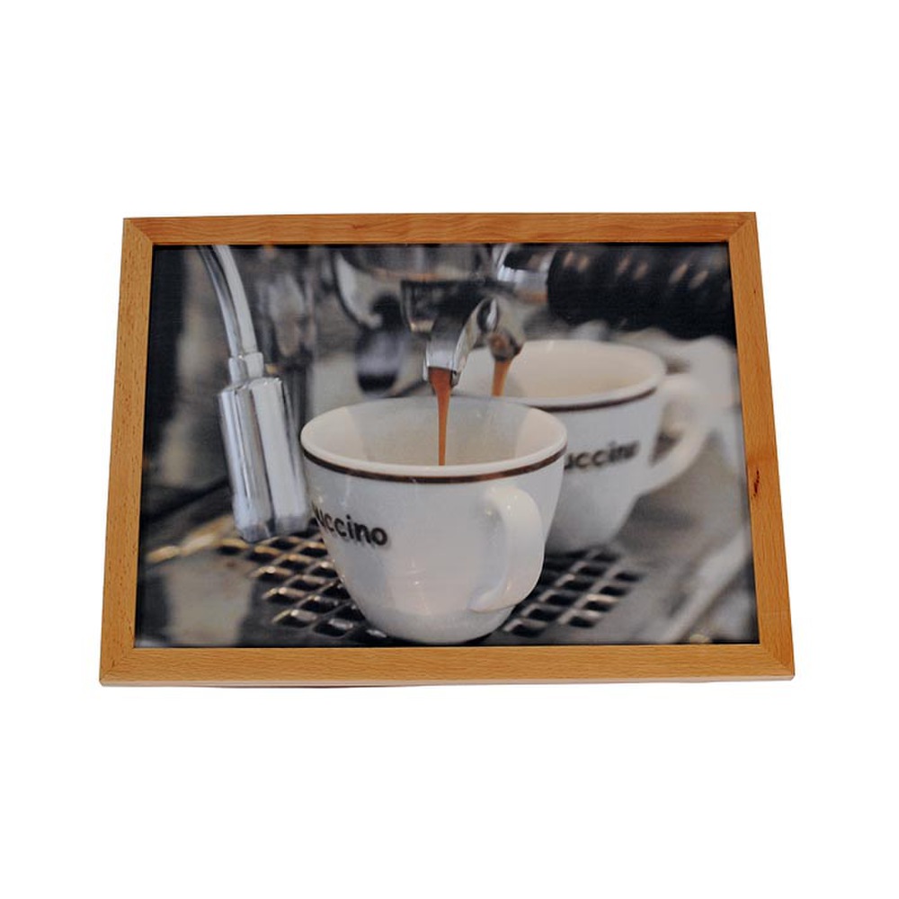 Tablettkissen mit Holzrahmen Cappuccino