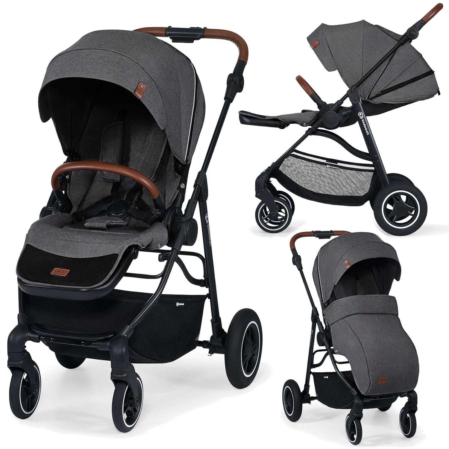 Kinderkraft ALLROAD KKWALROAGR0000 Kinderwagen Sportwagen Kinderbuggy Liegebuggy mit Federung Farbe Grau
