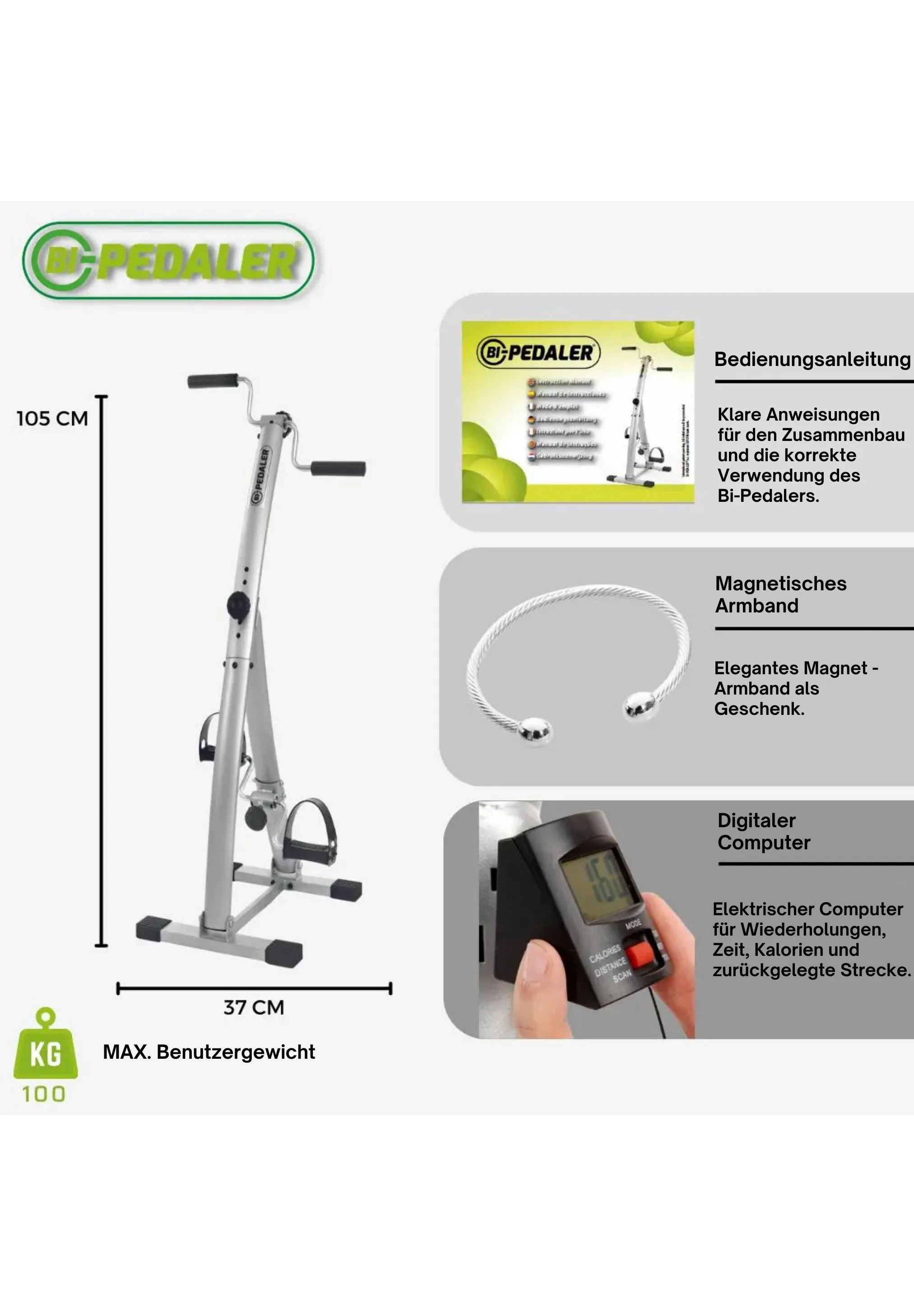 Stepper, Fitness, Metall, Griffgriffe, Digitaler Monitor