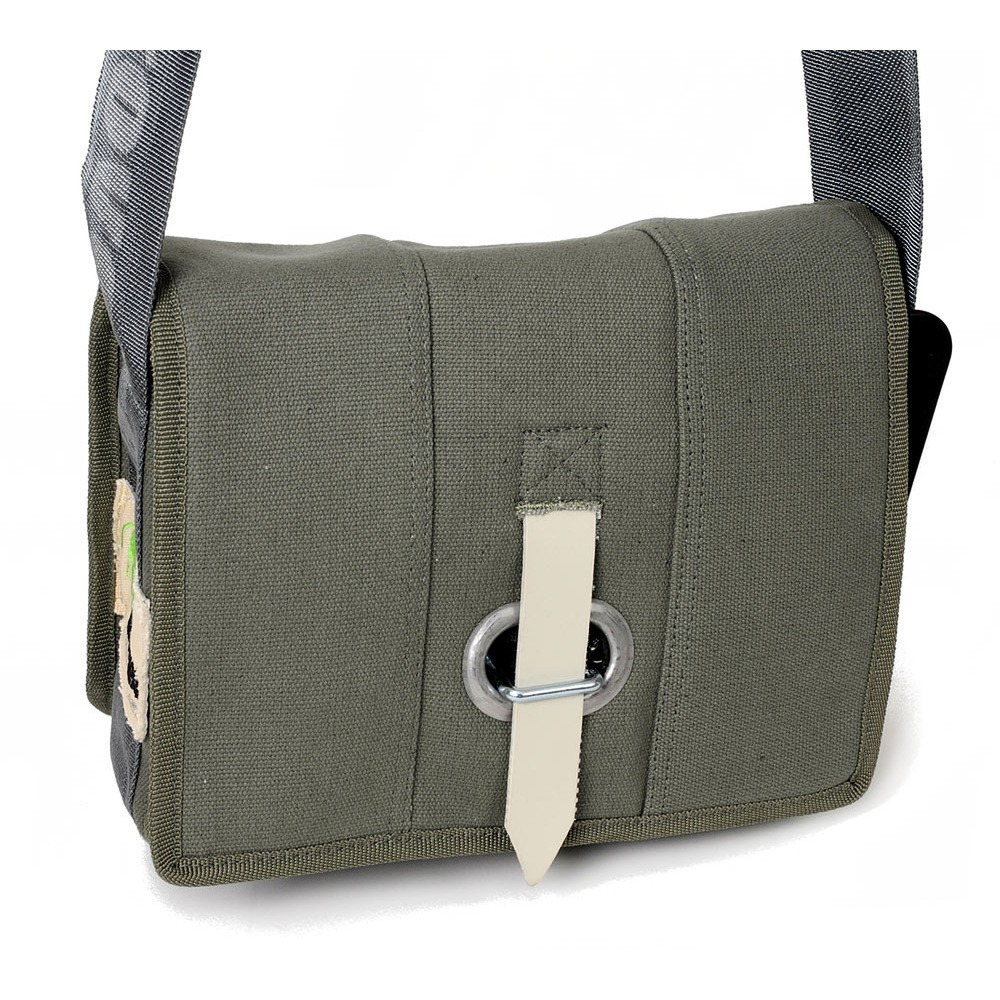tasche, schultertasche, canvas, grün, metallverschluss