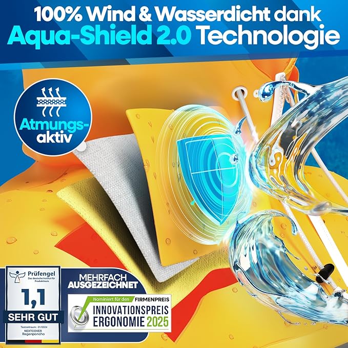 NEXTCOVER Regenponcho Fahrrad für Damen & Herren Regencape wasserdicht gelb Gr. M