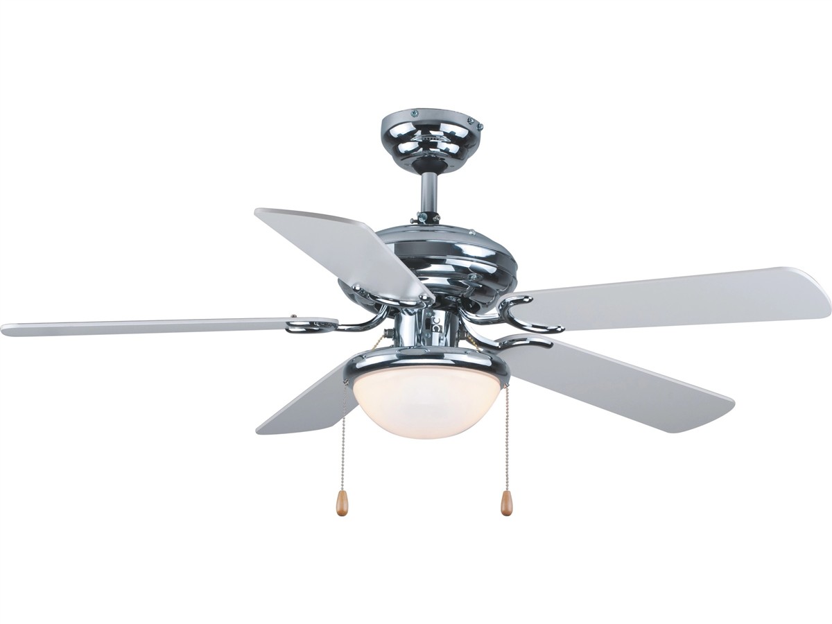 deckenventilator, ceiling fan, chromed, 5-blade, lichtschirm