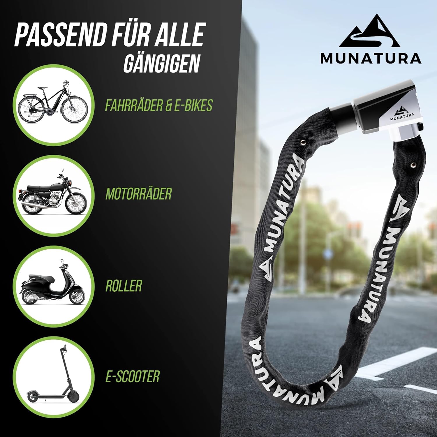 MUNATURA Fahrradschloss Zahlenschloss Kettenschloss 90cm