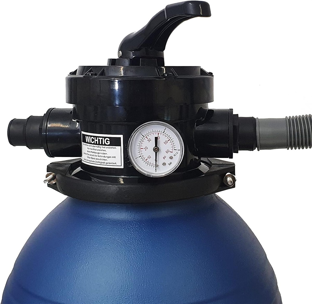Druckminderer, Druckluftregler, Manometer, PVC-Kessel, Schlauchanschluss
