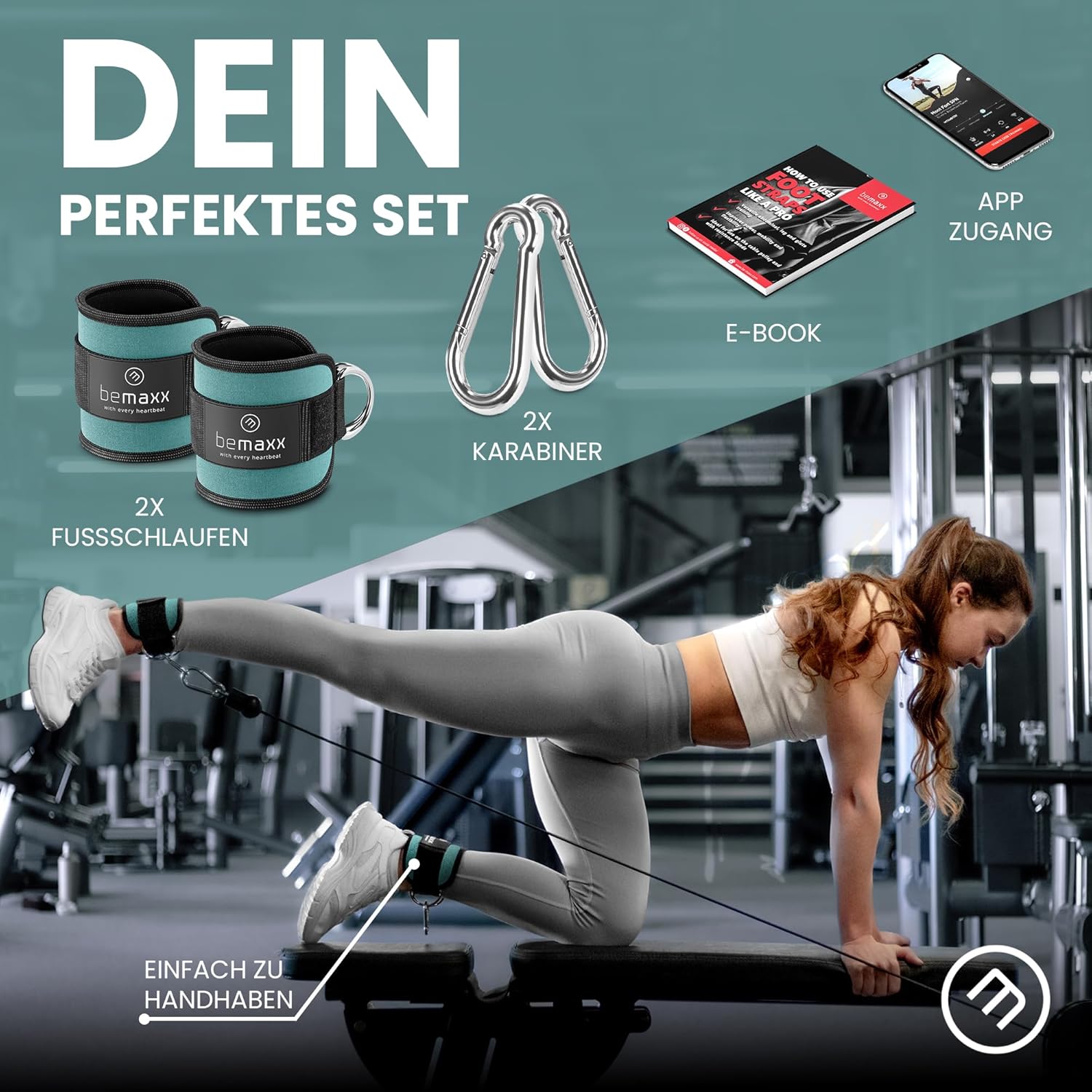 BeMaxx Fußschlaufen 2er Set für Kabelzug sage