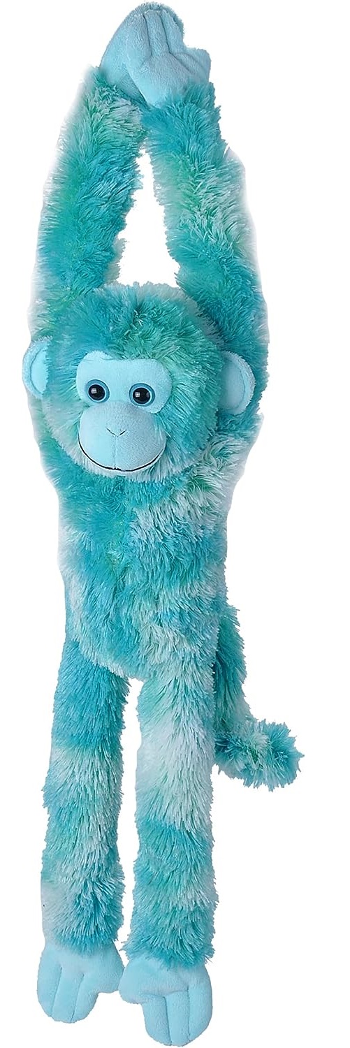 Wild Republic Hanging Monkey Vibes Blau, Hängender Affe, Kuscheltier-Affe als Geschenk für Kinder, Ökologisches Kuscheltier aus Plüsch, Füllung aus recycelten Wasserflaschen, 56 cm