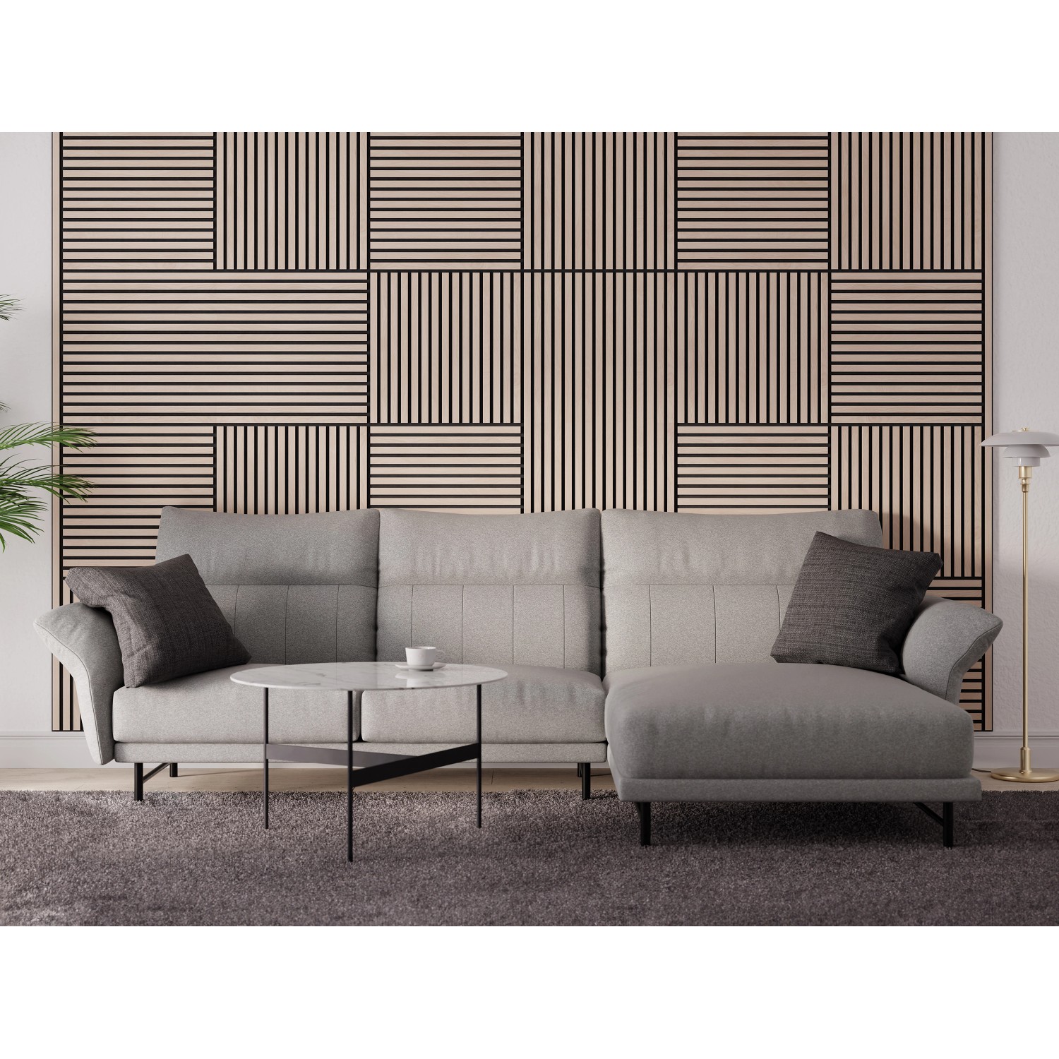 Akustikpaneel Wandverkleidung Eiche MDF Natur Akustikfilz Schwarz 119,8 cm