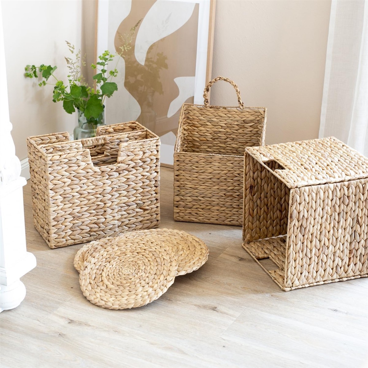 Seagrasskorb, Geflochtene Korb, Aufbewahrungskorb, Runder Untersetzer, Rattan-Muster