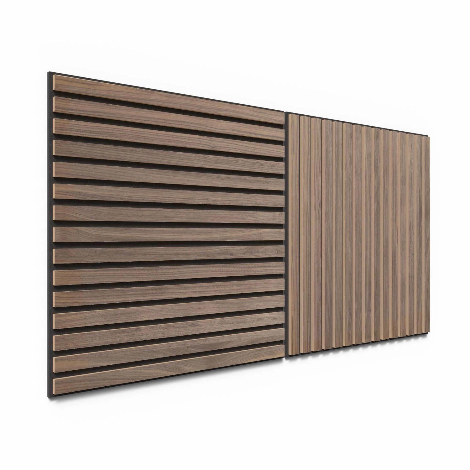 Akustikpaneel Wandverkleidung Walnuss MDF Natur Akustikfilz Schwarz 60 cm 2 St.