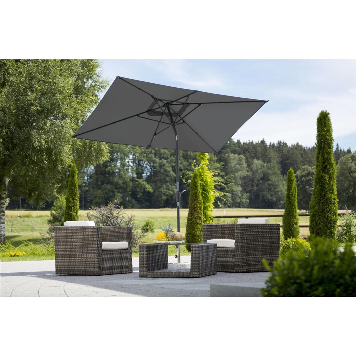 gartenmöbel, sonnenschirm, outdoor, stuhlkesel, tischgruppe