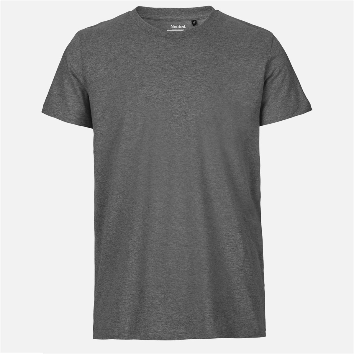 T-Shirt, Rundhalsausschnitt, Kurzarm, Dunkelgrau, Meliert