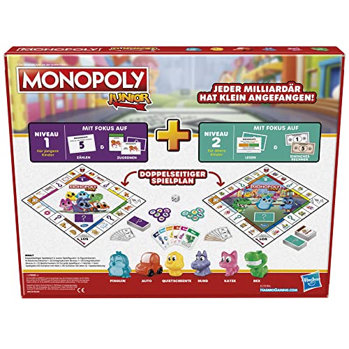 Hasbro F8562100 Monopoly Junior 2in1 Monopoly Spiel für Kinder Kinderspiel Junior