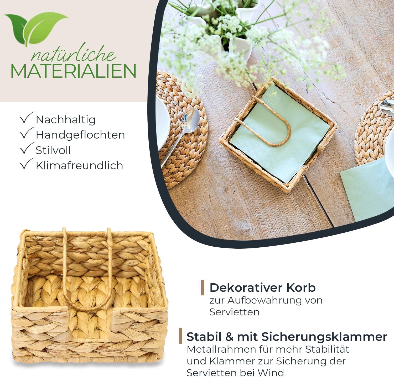 HMF Serviettenhalter geflochten 19x19x8 cm