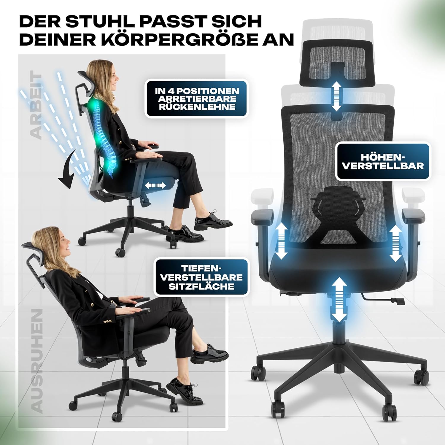 VALKENSTOL M3 Ergonomischer Bürostuhl 150 kg Schreibtischstuhl