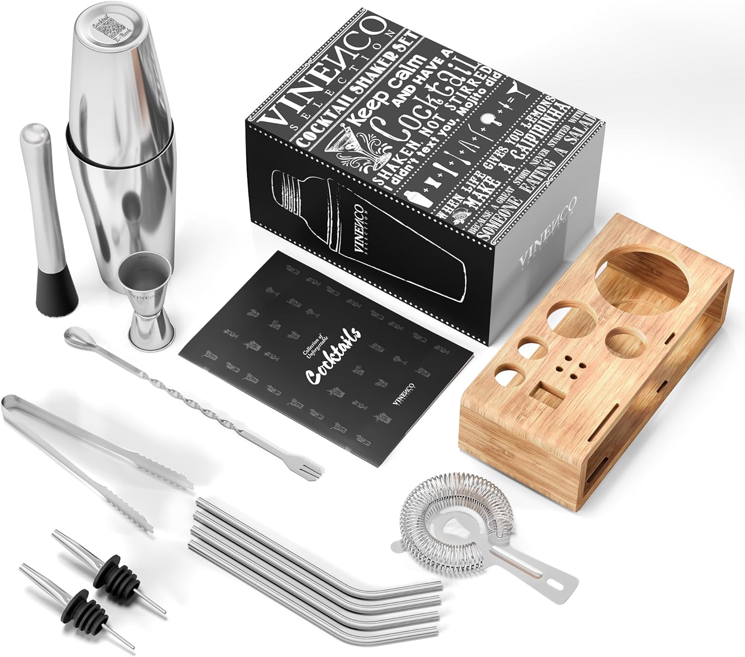 Vinenco Cocktail Shaker Set mit Ständer lang