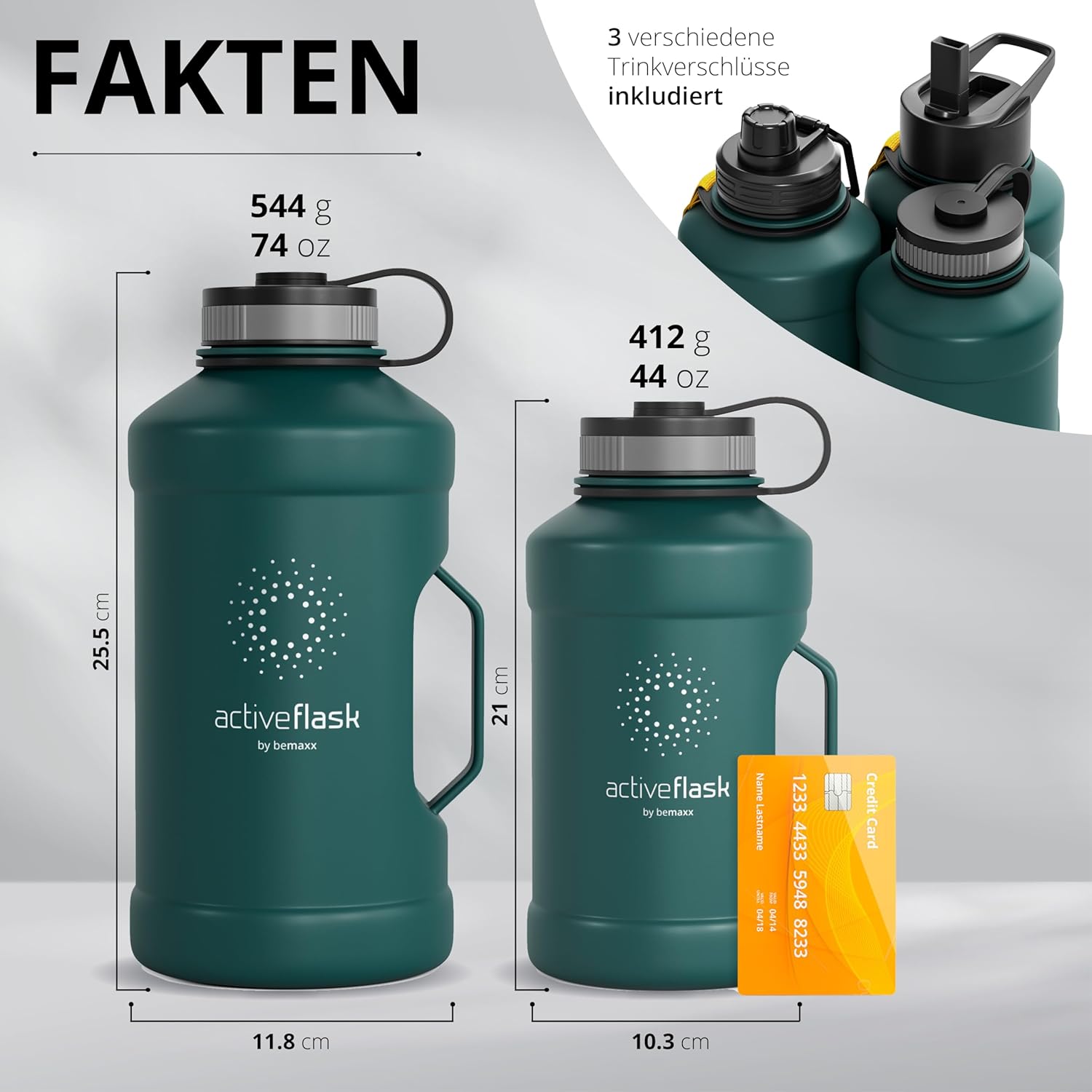 BeMaxx Trinkflasche Edelstahl ACTIVE FLASK BIG 1,3L Dark Teal