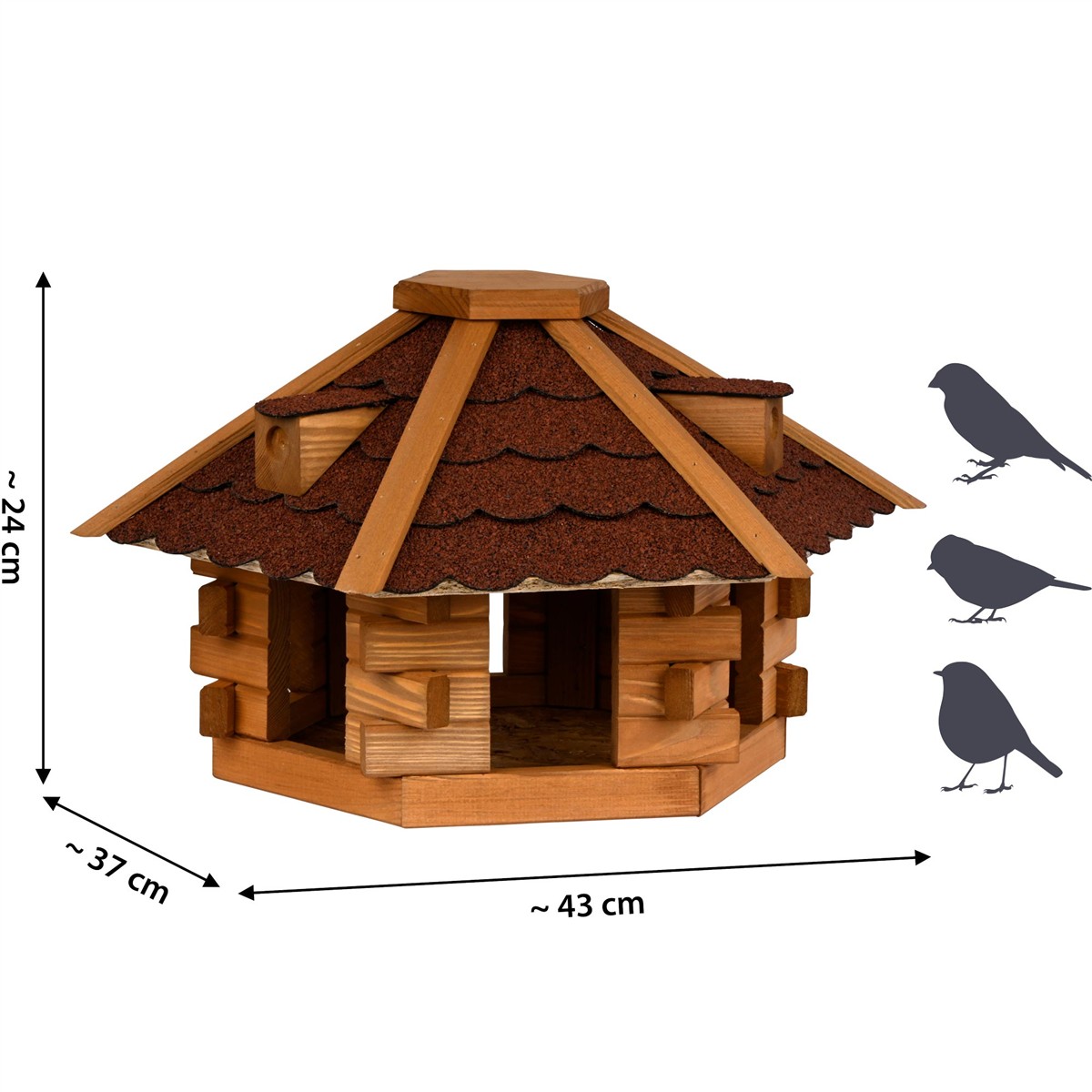 Vogelhaus, Holzhaus, Vogelnistkasten, Rothen Ziegeln, Nistkasten rund