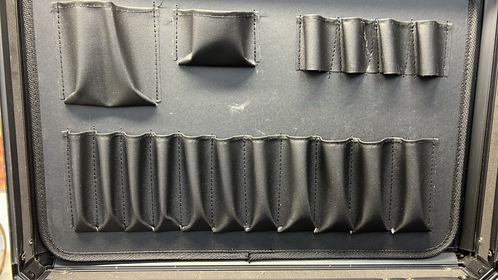 Werkzeugtasche, Werkzeughalter, Schwarzes Kunstleder, Mehrere Fächer, Wandorganizer