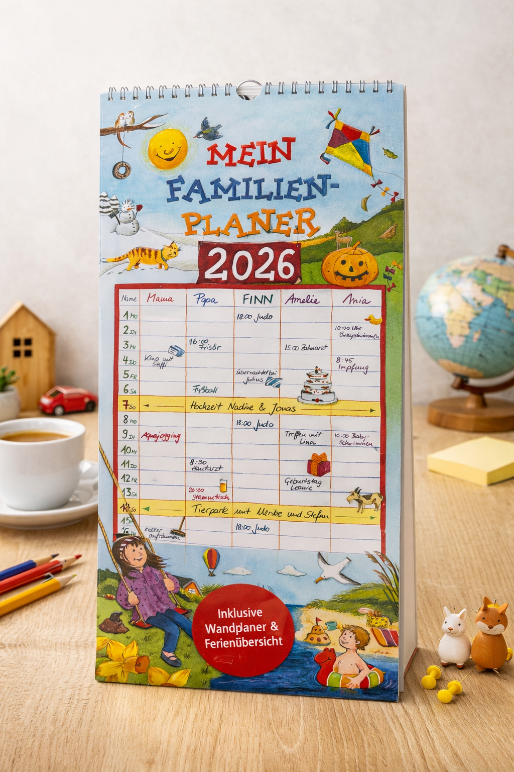Familienplaner 2026 mit 5 Spalten
