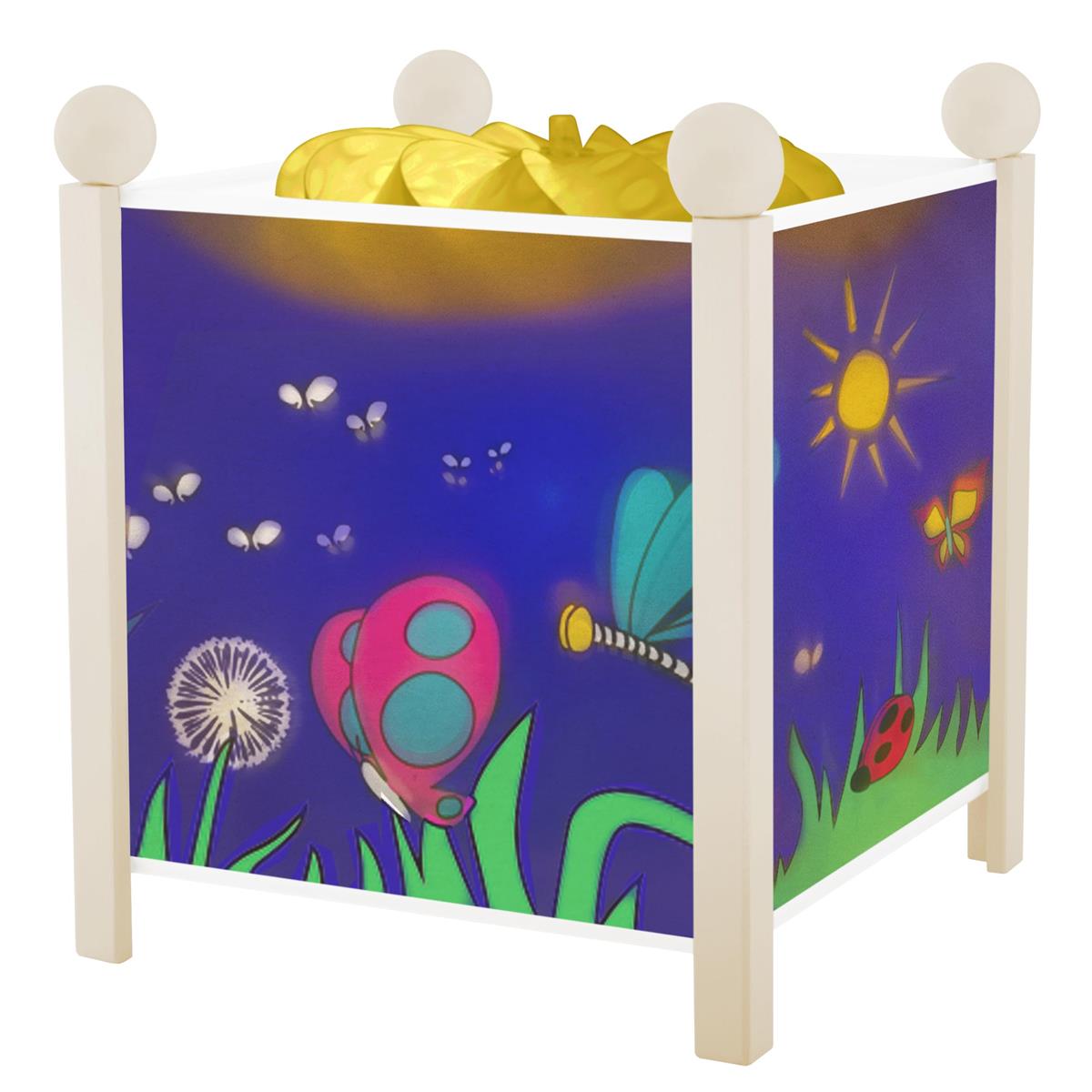 Trousselier 6243702 Schmetterling - Nachtlicht - Magische Laterne - Ideales Geburtsgeschenk - Farbe Holz weiß - animierte Bilder - beruhigendes Licht - 12V 10W Glühbirne inklusive - EU Stecker