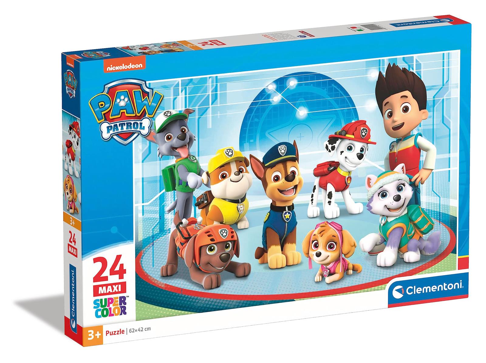 Clementoni 24211 Maxi Paw Patrol – Puzzle 24 Teile ab 3 Jahren, farbenfrohes Kinderpuzzle mit extra großen Puzzleteilen, Geschicklichkeitsspiel für Kinder