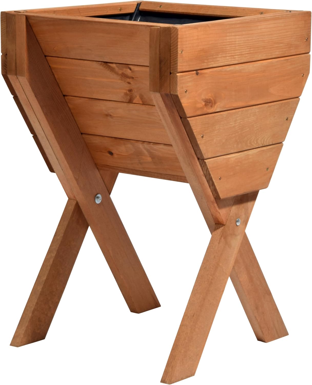 dobar Hochbeet Salatbeet Bausatz Massivholz | Balkonbeet klein Pflanzkasten für Anbau Kräuterbeet aus Holz Braun 39 x 40 x 61 cm
