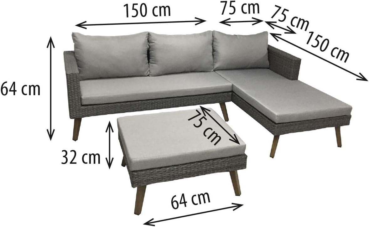 Greemotion Garten Lounge Gomera Set für 4 Personen Gartenlounge Gartenmöbel