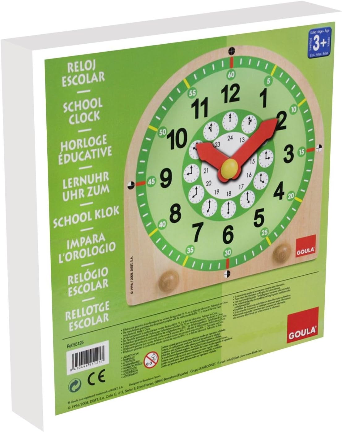 Jumbo 55125 GOULA Lernuhr mit Zeiteinteilungen Kinderuhr aus Holz
