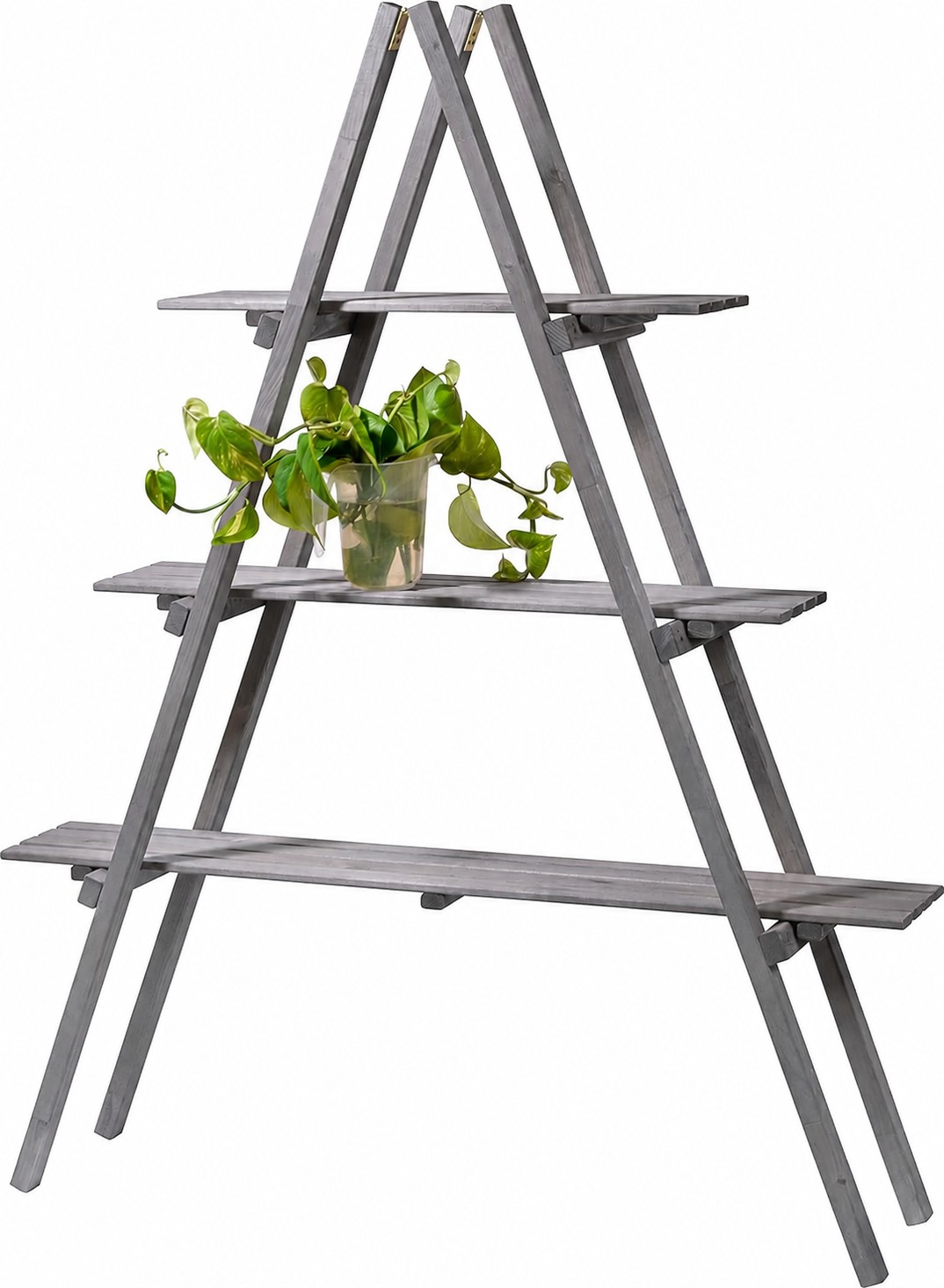 dobar Green Label Blumenpyramide 3-stufig Blumenregal faltbar Pflanzregal Blumenleiter Massivholz Dekorations-Regal Blumen/Vasen/Kräuter/Pflanzen 120 x 28 x 150 cm