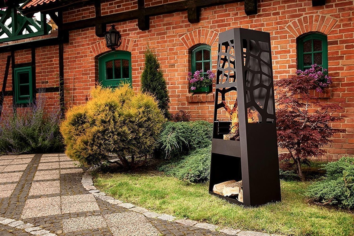 Holzofen, Feuerstelle, Gartenkamin, Schubfach, Holzstapel