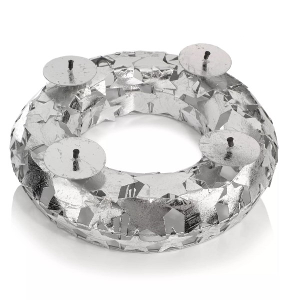 ABELLA Xmas Sternenkranz Advents Kerzenhalter Advenskranz silber