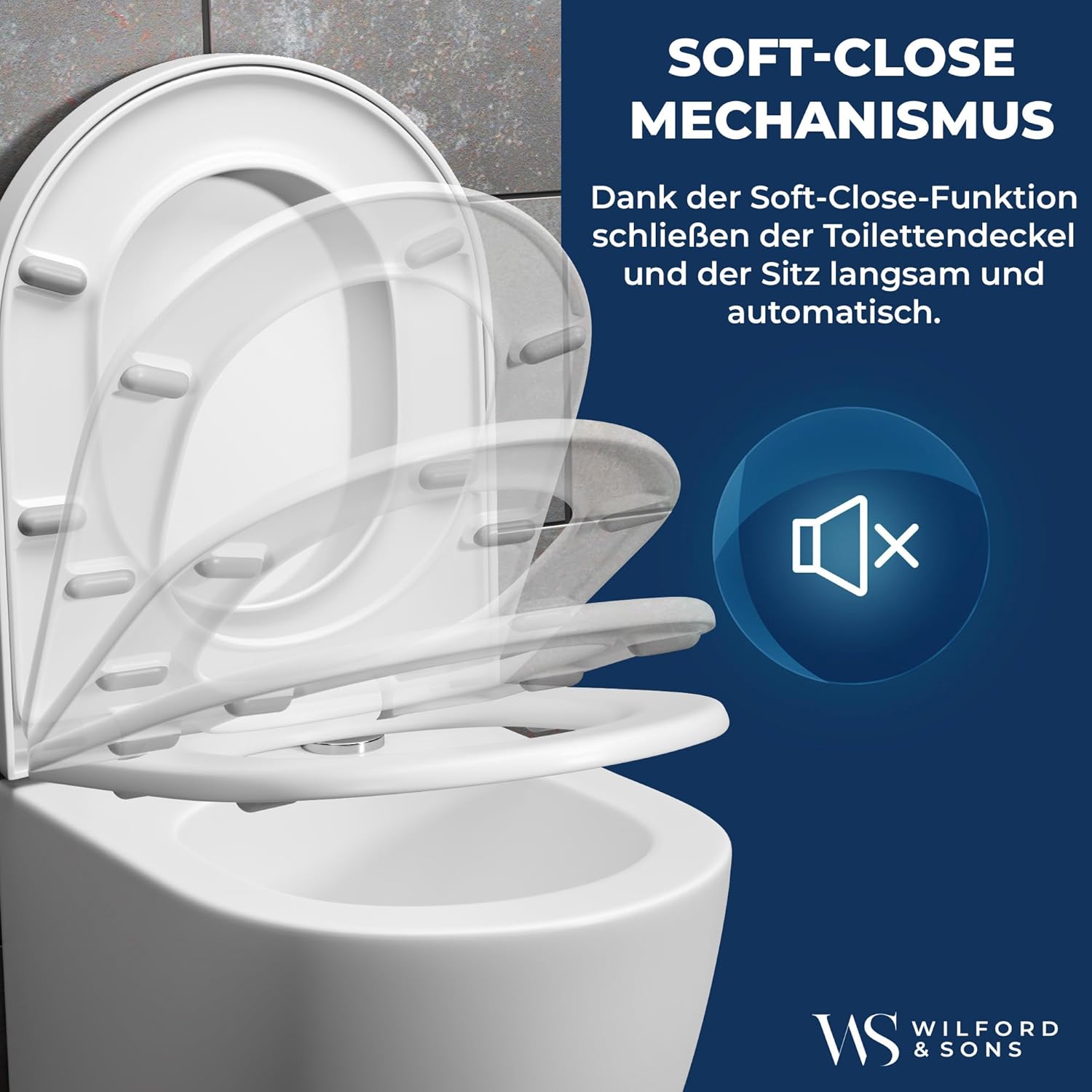 Wilford & Sons PREMIUM Toilettendeckel WC Sitz Absenkautomatik Klobrille Toilettensitz