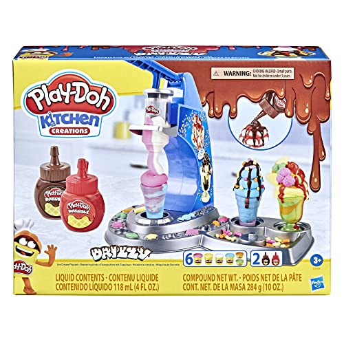 Play-Doh Drizzy Eismaschine mit Toppings, inklusive Drizzle Knete und 6 Farben