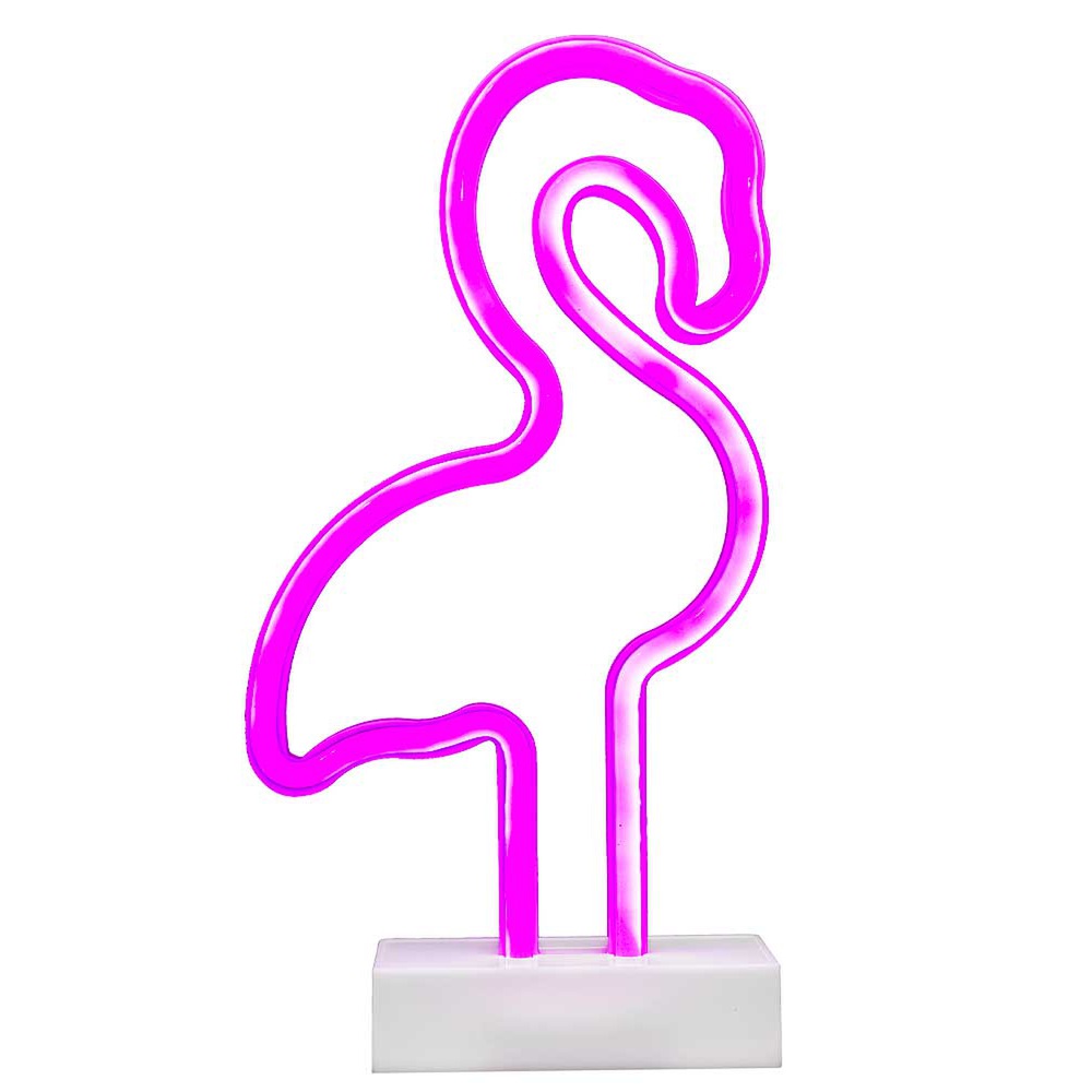LED Dekolampe im Neon-Design Stehlampe FLAMINGO (pink) oder KAKTUS (grün), batteriebetrieben