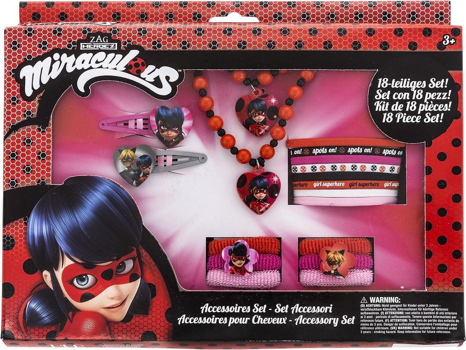 Joy Toy 65979 Miraculous Superhelden Ladybug Chatnoir Schmuckset Halskette Armband Haarschmuck Haarspange
