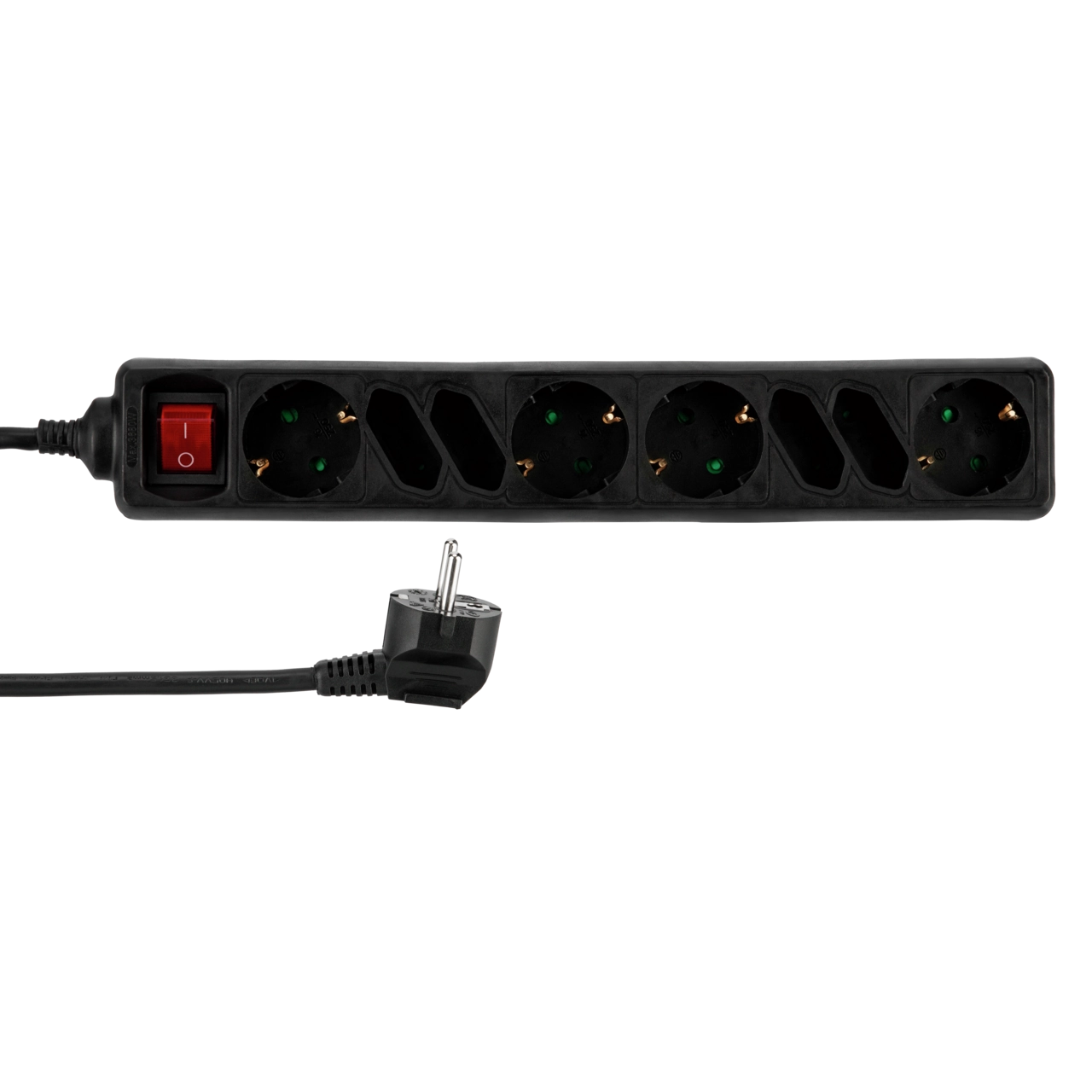 REV Verteilerleiste Steckdosenleiste 4+4-fach schwarz Schalter 1,4m Kabel