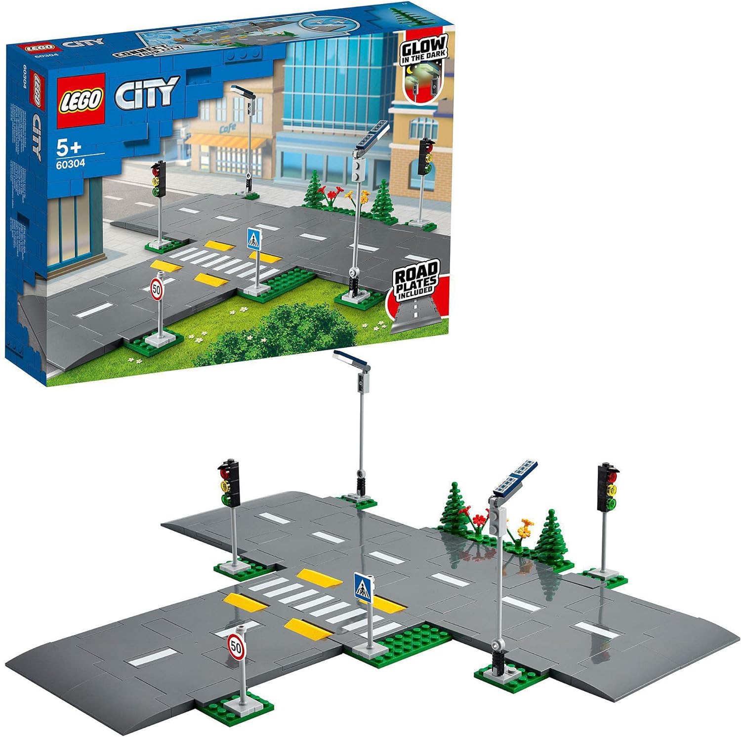 LEGO City 60304Straßenkreuzung mit Ampeln Bauset im Dunkeln leuchtende Steine LEGO-Bausteine LEGO-Sets LEGO-Steine Bausteine Sets