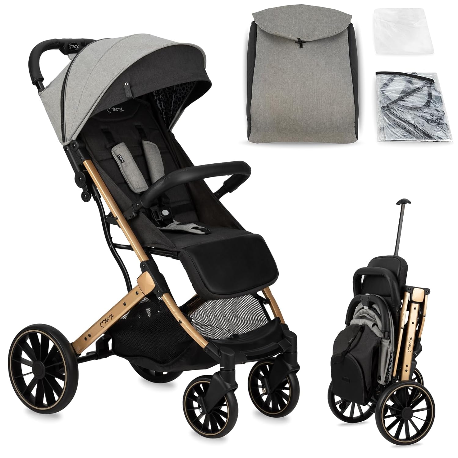 MoMi ESTELLE DAKAR Kinderwagen klappbarer Buggy mit 5 Punkt Sicherheitsgurt Einkaufskorb Liegefunktion