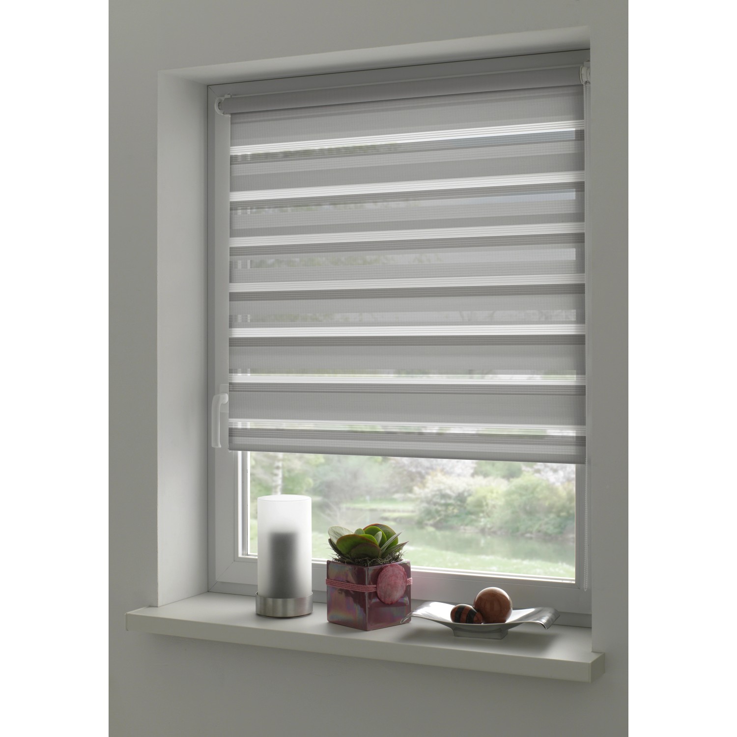 Gardinia Easyfix Doppelrollo mit Montageschiene 45 cm x 150 cm Grau