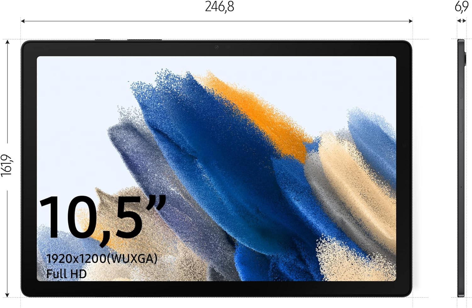 Samsung Galaxy Tab A8, Android Tablet WiFi 7.040 mAh Akku 10,5 Zoll TFT Display vier Lautsprecher 32 GB/3 GB RAM Tablet in Grau