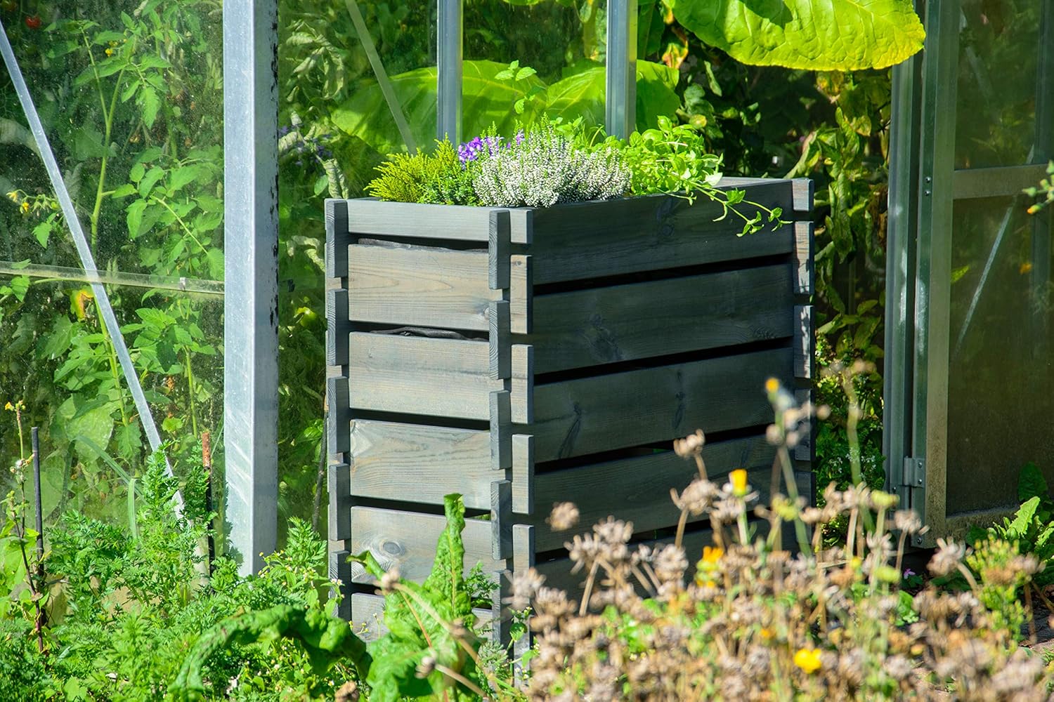 Dobar Hochbeet Stecksystem Salatbeet Gemüsebeet Balkonbeet Pflanzkasten schwarz