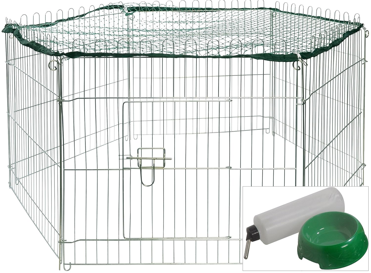 Hundgehege, Stahlgehege, Metallkäfig, Käfig faltbar, inkl. Futterspender
