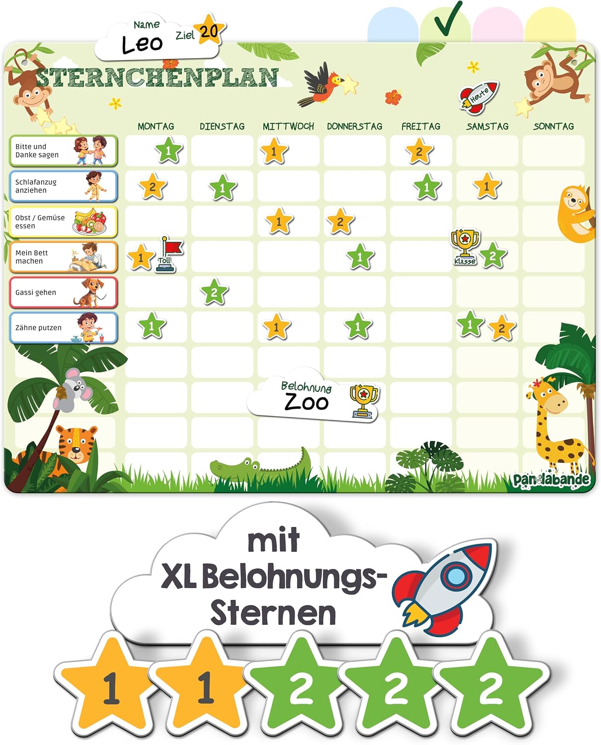 Sterne, Lernspiel, Zoo-Thema, Kleidung, Belohnung