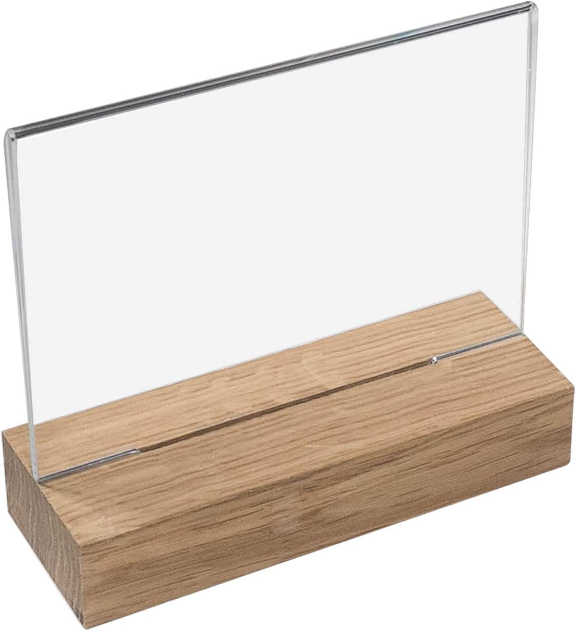 HMF 10x Acryl Tischaufsteller mit Holzfuß Querformat DIN A6