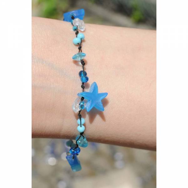 Dehnbares Perlenarmband BLAUES MEER