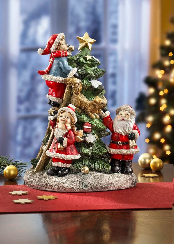 Weihnachtsbaumszene aus Polyresin Tischdeko