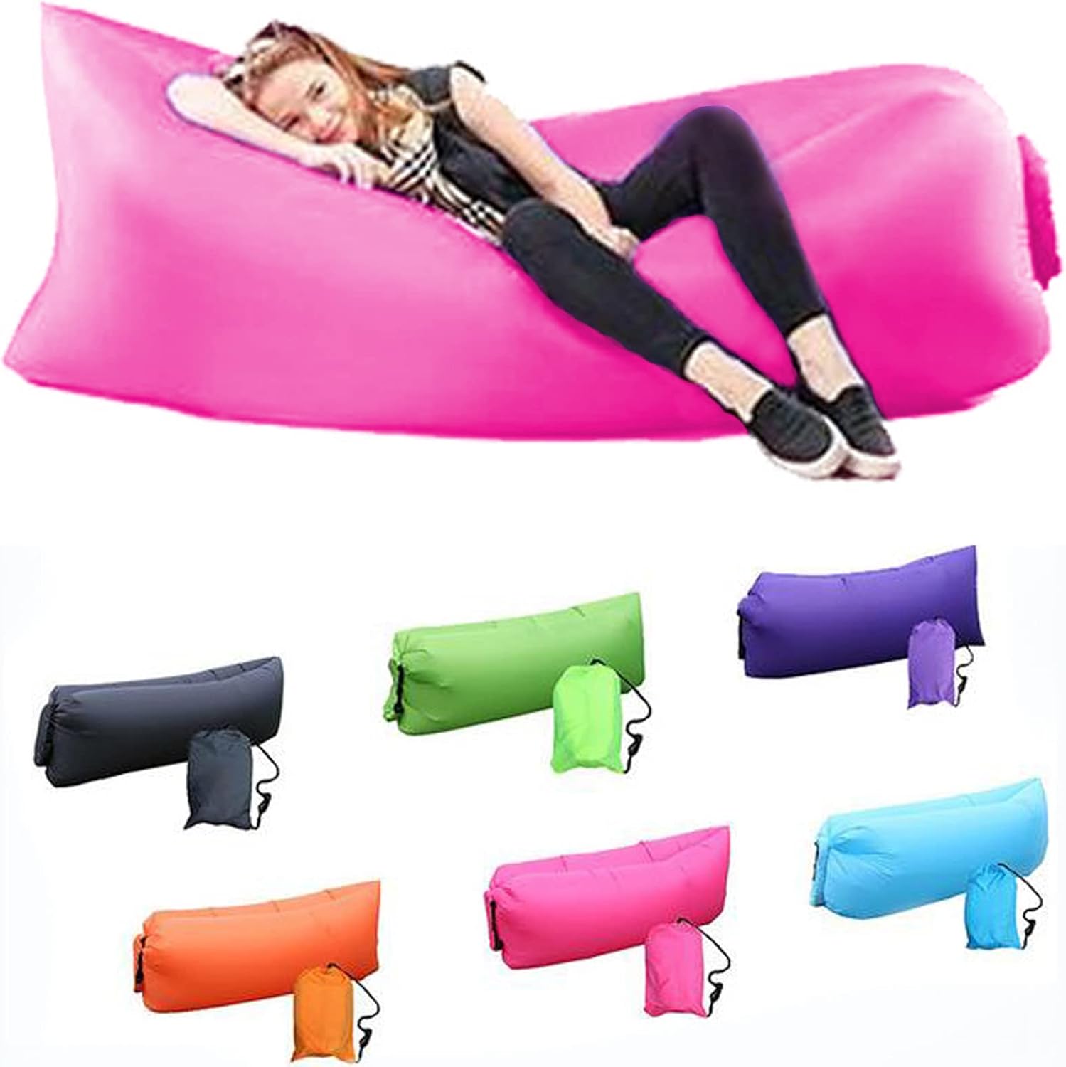 DERJLY Aufblasbares Luftsofa Luftsofa mit Tragetasche, Tragbares Wasserdichtes Aufblasbare, Air Lounger, für Garten Seeufer Strand Camping und Musikfestivals