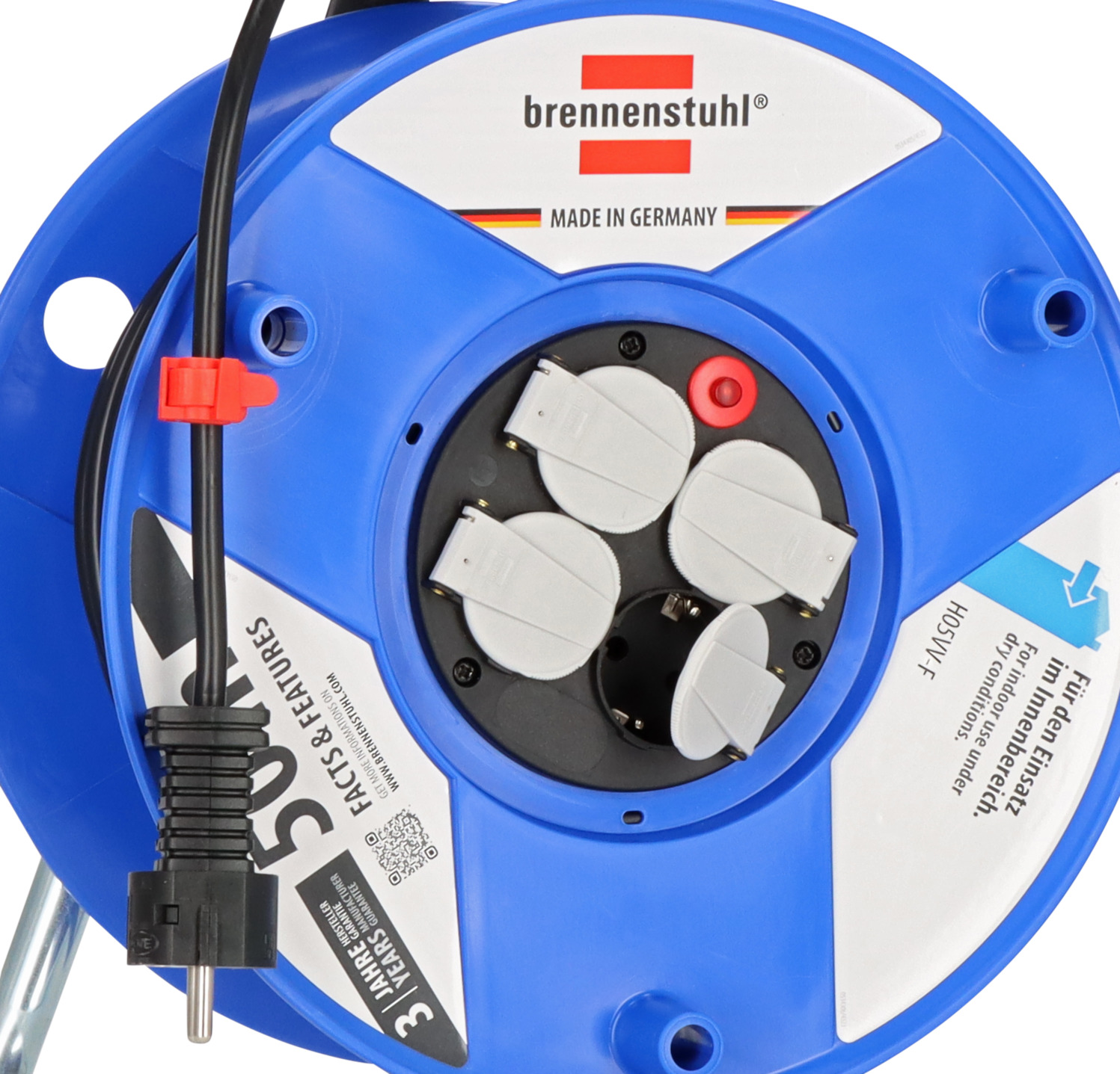 Garant Kabeltrommel H05VV-F 3G1,5 50m schwarzes Kabel für innen